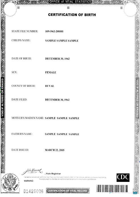 Download Office of vital statistics birth certificate Photoshop template